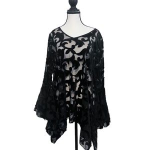 Adore sheer lace and black velvet top size xl